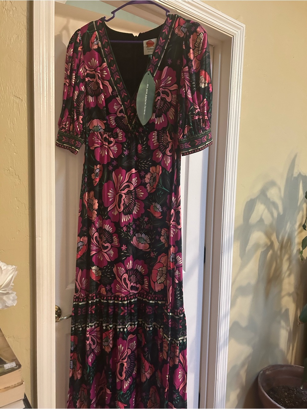 Farm Rio, flowers garden maxi dress size small new with tags